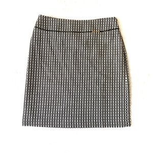 Banana Republic Black and White Leather Trim Wool Skirt